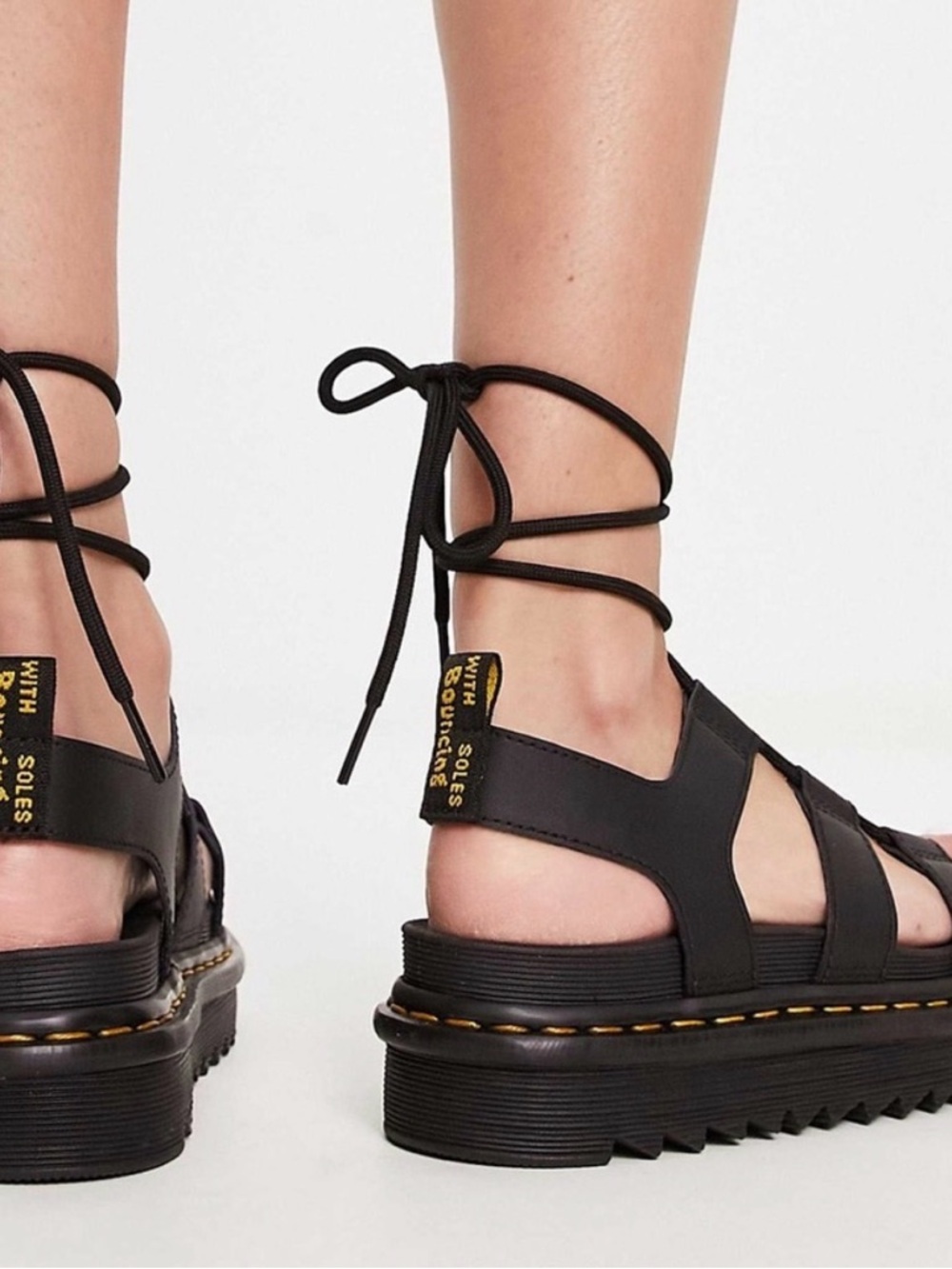 Dr. Martens Black Lace-Up Platform Gladiator Sandals Sz 8 women - Picture 2 of 6